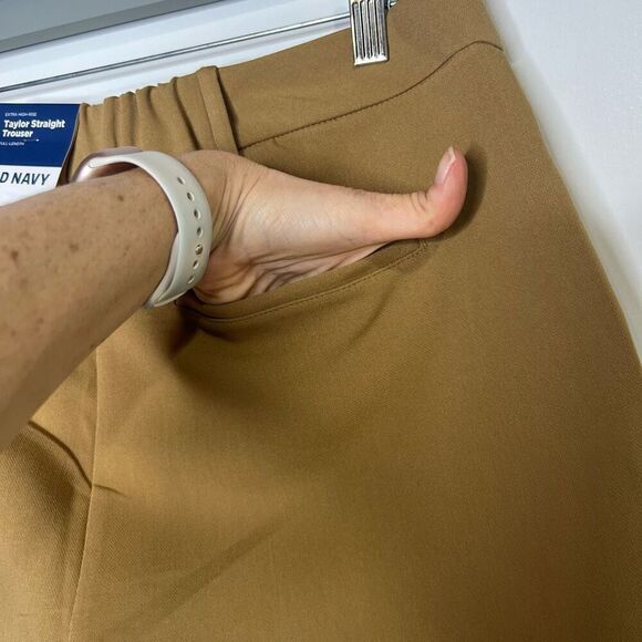 Old Navy Taylor Straight Trouser Pants Brown Tan Extra High-Rise NWT! - Picture 6 of 13